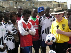 Balls provided by Per Omdal being given to Kenya's Homeless