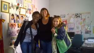 With the teacher and Graciela