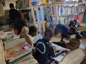 Students reading in library