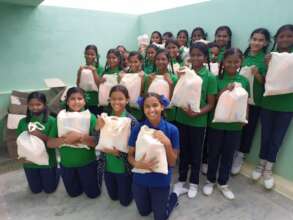 Students happy to receive the MHM Kits