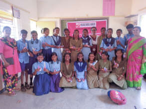 Students receiving the WaSH Kit