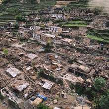 Devastation in Gorkha. Aerial photo by Brian Sokol