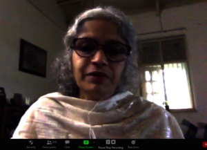 A panelist speaking on girls' education