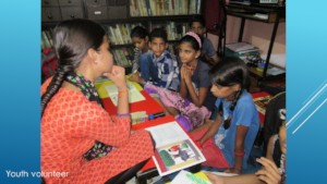 A girl mentor taking a session