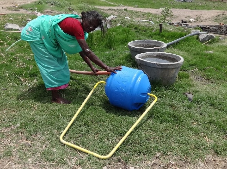 Mrs S* filling up her new WaterWheel