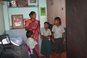 Ashwatha with her mother and sisters
