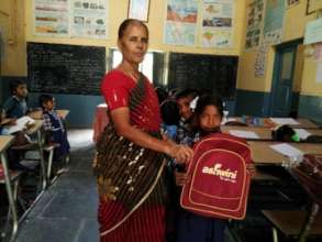 Children getting new school bags