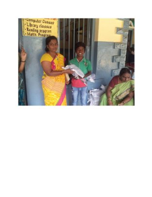 Distribution of shoes to the children