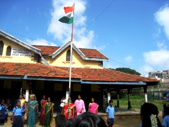 Flag hoisting at school