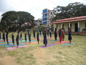 Yoga class in progress