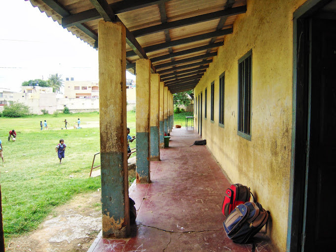 Damaged walls through which rain seeps in