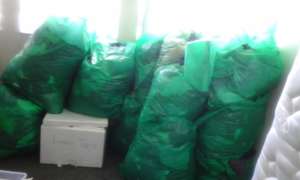 Bales waiting to be sorted