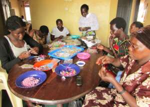 Working together on a special bead making project