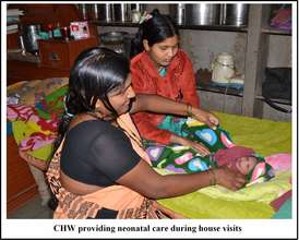 CHW providing neonatal care during house visits