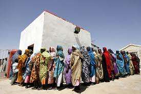 Refugees Waiting for Food