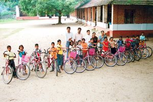 Second delivery of bikes at one of the schools in year 2008
