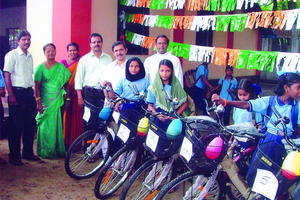 Bike distribution to girls in 2009