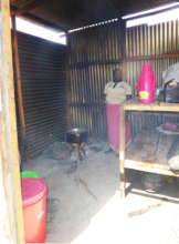 The kitchen where the rain blows in