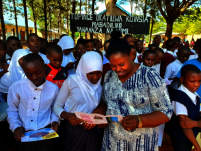 Girls at Mugumu safe house learning about GBV