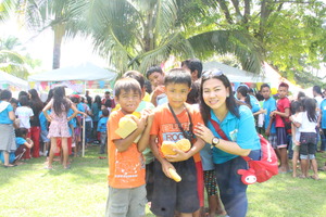 Boys happy with the foodstuff they had