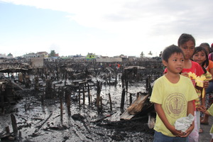 A scene after the fire affected 3,000 families