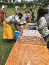 Giving soap to widows and orphans for hand washing
