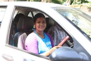 Ankita at her driving practice
