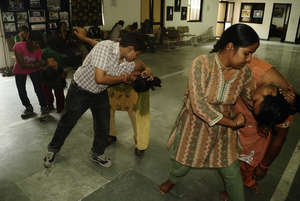 Project trainees at a self-defence class