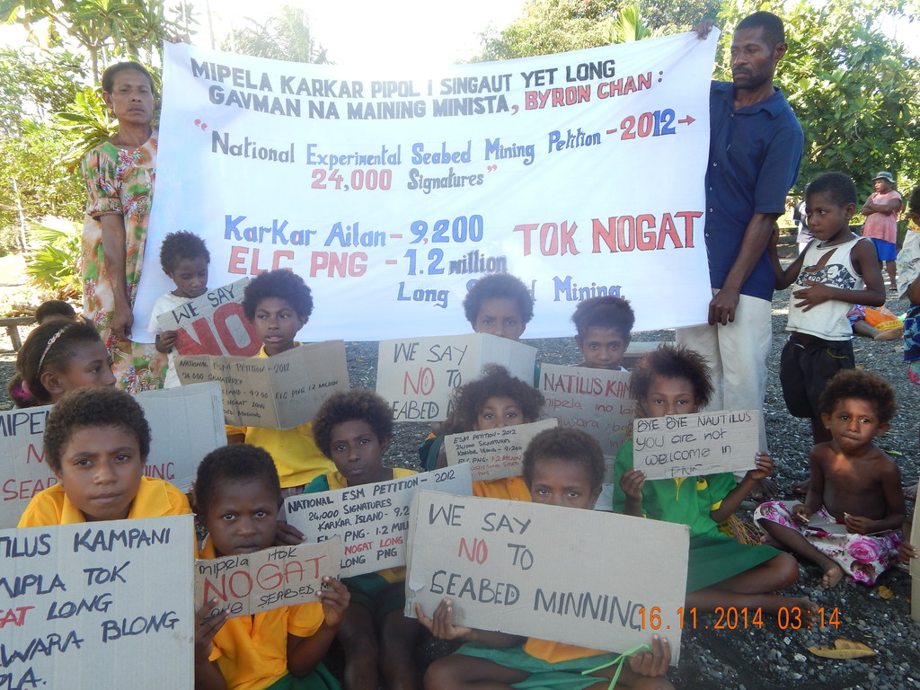 Karkar children speak their mind on seabed mining with the help of their elders.JPG