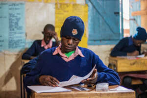 A learner revising for his final exam