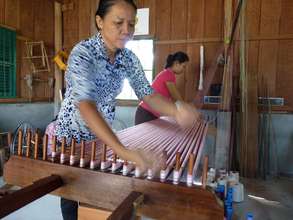 Two women weaving