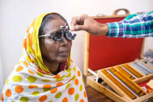 Hamza's eye-sight being checked