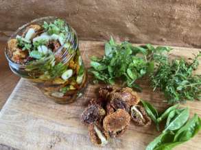 Sun dried tomatoes, homegrown oregano thyme basil