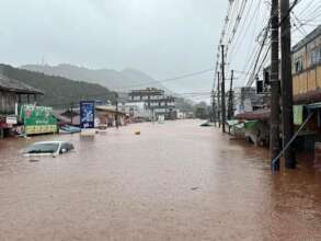 Downtown Kalaw and the local hospital under water
