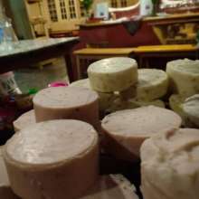 Handmade 100% natural soaps made here at cafe!