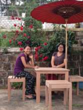 Handmade tables and chairs by the girls