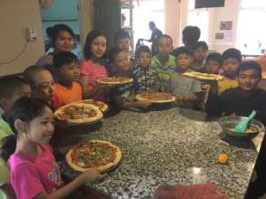 Teaching 40 children from the Green School, Yangon