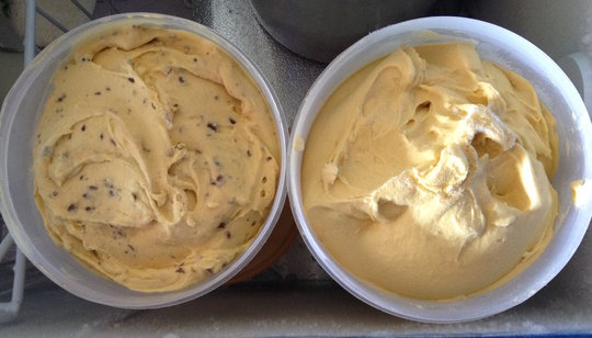 Finished mango-lime & mango choice chip gelato