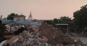 Crumbled buildings & temples from the earthquake