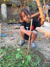 One of our volunteers working on the new garden