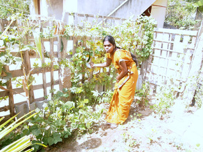 Woman in her kitchen garden