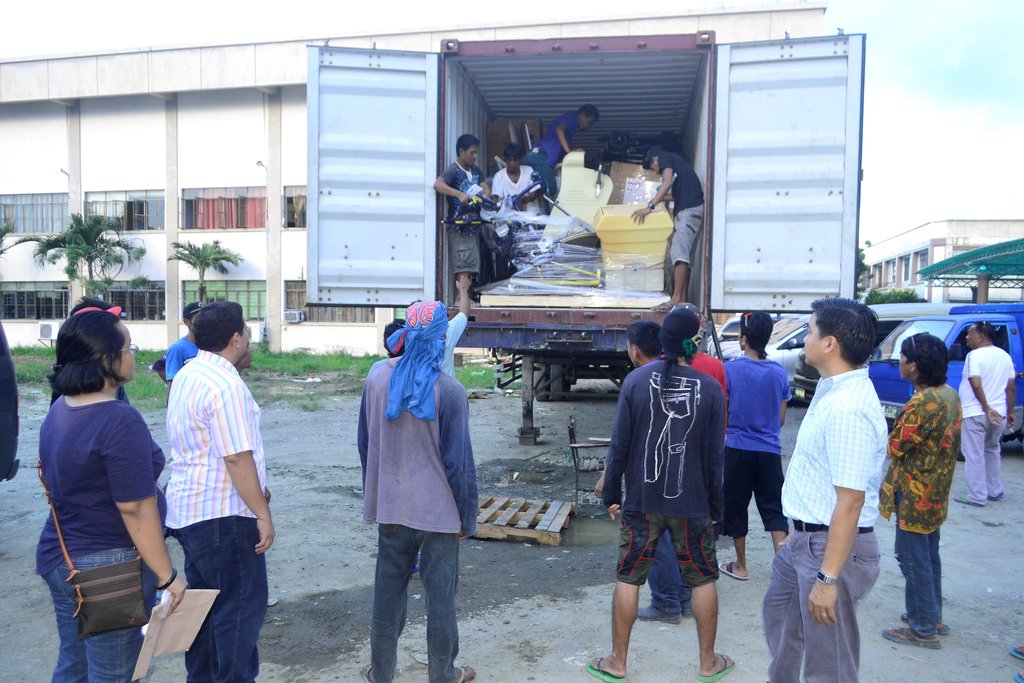 Unloading the donations