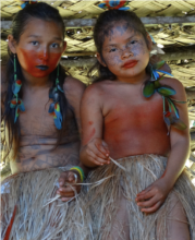Yawanawan children during jaguar festival
