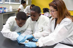 SoSA Intern and elementary school students!