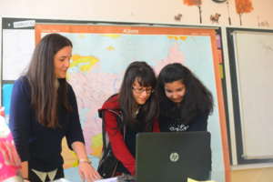 TFB Geography teacher and two grade 7 students