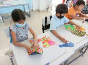 Students working on their art project