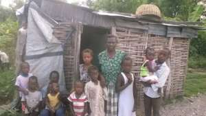 A family's makeshift shelter after the hurricane