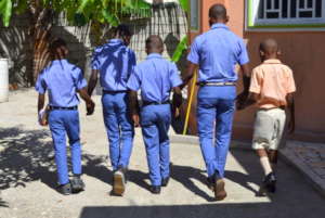 On their way to school