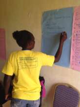 Joyce explaining to the Men about GBV