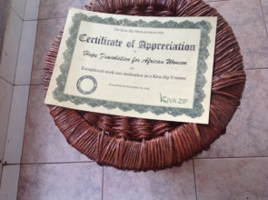 Kivazip certificate of appreciation of HFAW